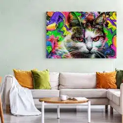 Tablou cap pisica fundal abstract multicolor multicolor 1889 living 1 - Afis Poster Tablou cap pisica fundal abstract multicolor multicolor pentru living casa birou bucatarie livrare in 24 ore la cel mai bun pret.