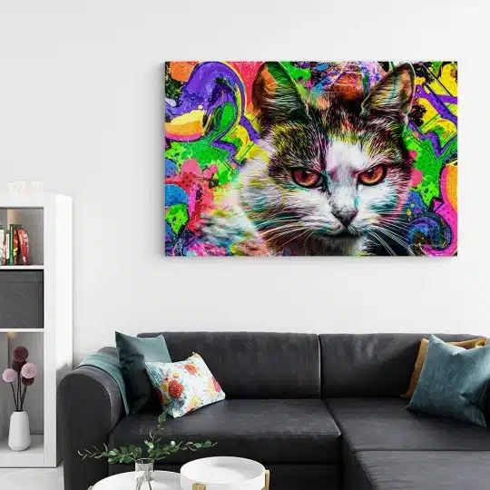 Tablou cap pisica fundal abstract multicolor multicolor 1889 living - Afis Poster Tablou cap pisica fundal abstract multicolor multicolor pentru living casa birou bucatarie livrare in 24 ore la cel mai bun pret.