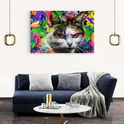 Tablou cap pisica fundal abstract multicolor multicolor 1889 living modern 2 - Afis Poster Tablou cap pisica fundal abstract multicolor multicolor pentru living casa birou bucatarie livrare in 24 ore la cel mai bun pret.