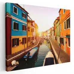 Tablou case colorate si barci in Burano Italia 4390