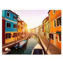 Tablou case colorate si barci in Burano Italia 4390 front