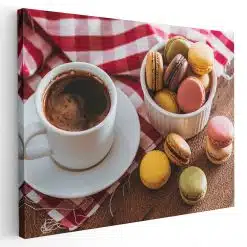 Tablou ceasca cu cafea si macarons 3895