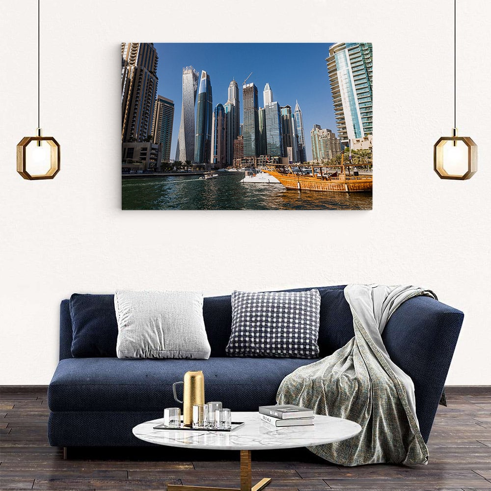 Tablou cladiri moderne in Dubai - Material produs:: Tablou canvas pe panza CU RAMA, Dimensiunea:: 70x100 cm - 3 | YEO