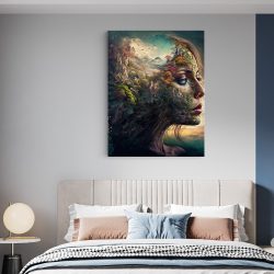 Tablou colaj fantezie portret femeie cu peisaj munte verde 1685 dormitor - Afis Poster Tablou fantezie femeie cu peisaj munte pentru living casa birou bucatarie livrare in 24 ore la cel mai bun pret.