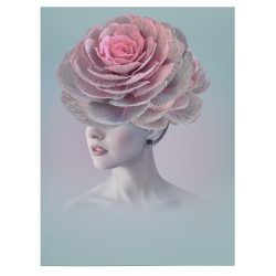 Tablou colaj portret femeie cu trandafir pe cap roz 1346 front - Afis Poster colaj portret femeie cu trandafir pe cap roz pentru living casa birou bucatarie livrare in 24 ore la cel mai bun pret.