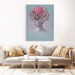 Tablou colaj portret femeie cu trandafir pe cap roz 1346 living 1 - Afis Poster colaj portret femeie cu trandafir pe cap roz pentru living casa birou bucatarie livrare in 24 ore la cel mai bun pret.