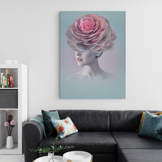 Tablou colaj portret femeie cu trandafir pe cap roz 1346 living 2 - Afis Poster colaj portret femeie cu trandafir pe cap roz pentru living casa birou bucatarie livrare in 24 ore la cel mai bun pret.