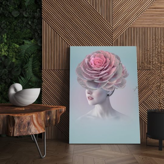 Tablou colaj portret femeie cu trandafir pe cap roz 1346 living - Afis Poster colaj portret femeie cu trandafir pe cap roz pentru living casa birou bucatarie livrare in 24 ore la cel mai bun pret.