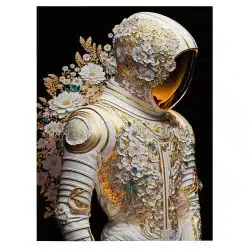 Tablou costum astronaut cu ornament flori alb galben 1627 front - Afis Poster Tablou costum astronaut flori alb galben pentru living casa birou bucatarie livrare in 24 ore la cel mai bun pret.