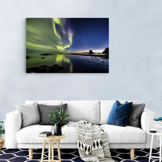 Tablou cu aurora boreală Luminile Nordului în Norvegia 4394 living modern