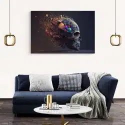 Tablou fantezie craniu cu ornament decorativ albastru galben 1668 living modern 2 - Afis Poster Tablou fantezie craniu cu ornament decorativ pentru living casa birou bucatarie livrare in 24 ore la cel mai bun pret.