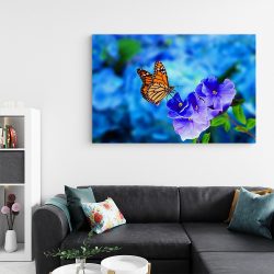 Tablou fluture monarh pe floare albastra albastru 1582 living - Afis Poster Tablou fluture monarh pentru living casa birou bucatarie livrare in 24 ore la cel mai bun pret.