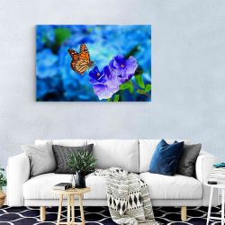 Tablou fluture monarh pe floare albastra albastru 1582 living modern - Afis Poster Tablou fluture monarh pentru living casa birou bucatarie livrare in 24 ore la cel mai bun pret.