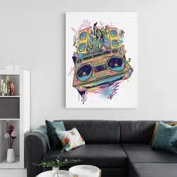 Tablou ilustratie casetofon cu boxe multicolor 2049 living 2 - Afis Poster Tablou ilustratie casetofon cu boxe multicolor pentru living casa birou bucatarie livrare in 24 ore la cel mai bun pret.