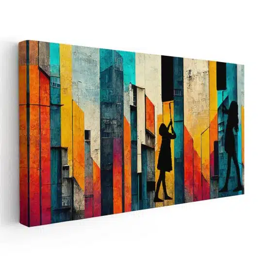 Tablou ilustratie doua fetite pictand un graffiti mural multicolor 1854 - Afis Poster Tablou ilustratie doua fetite pictand un graffiti mural multicolor pentru living casa birou bucatarie livrare in 24 ore la cel mai bun pret.