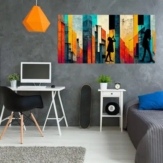 Tablou ilustratie doua fetite pictand un graffiti mural multicolor 1854 tablou camera tineret - Afis Poster Tablou ilustratie doua fetite pictand un graffiti mural multicolor pentru living casa birou bucatarie livrare in 24 ore la cel mai bun pret.