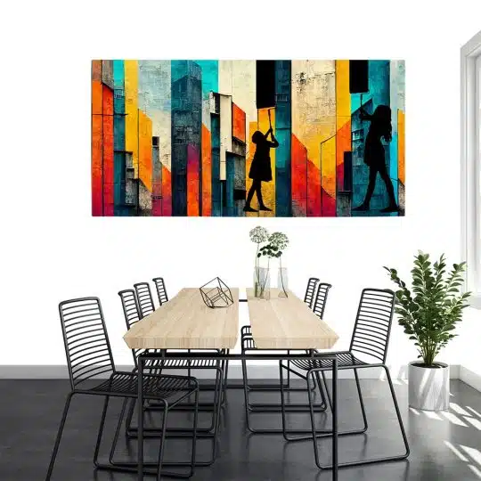 Tablou ilustratie doua fetite pictand un graffiti mural multicolor 1854 tablou modern bucatarie - Afis Poster Tablou ilustratie doua fetite pictand un graffiti mural multicolor pentru living casa birou bucatarie livrare in 24 ore la cel mai bun pret.