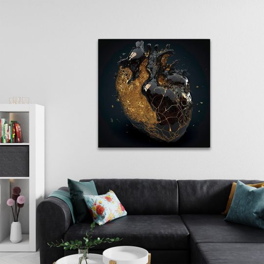 Tablou inima creata din onix negru si auriu negru galben 1628 camera 2 - Afis Poster tablou inima onix negru auriu pentru living casa birou bucatarie livrare in 24 ore la cel mai bun pret.