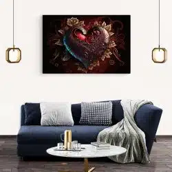 Tablou inima cu ornament floral creativ rosu inchis crem 1678 living modern 2 - Afis Poster Tablou inima cu ornament floral pentru living casa birou bucatarie livrare in 24 ore la cel mai bun pret.