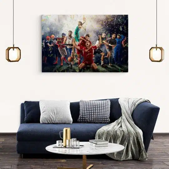 Tablou jucatori de fotbal sportivi variati celebrand rosu 1879 living modern 2 - Afis Poster Tablou jucatori de fotbal sportivi variati celebrand rosu verde pentru living casa birou bucatarie livrare in 24 ore la cel mai bun pret.