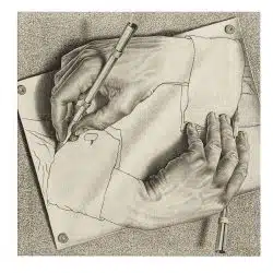 Tablou litografie Maini desenand de Escher 2052 frontal - Afis Poster Tablou litografie Maini desenand de Escher pentru living casa birou bucatarie livrare in 24 ore la cel mai bun pret.