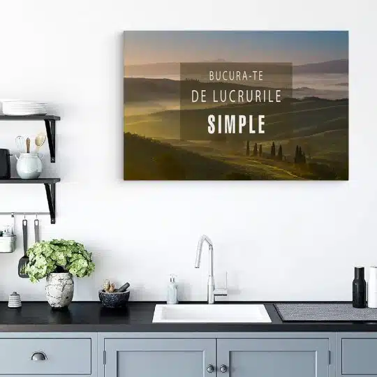 Tablou mesaj motivational despre simplitate verde 1481 bucatarie - Afis Poster tablou afis mesaj motivational bucura-te de lucrurile simple pentru living casa birou bucatarie livrare in 24 ore la cel mai bun pret.