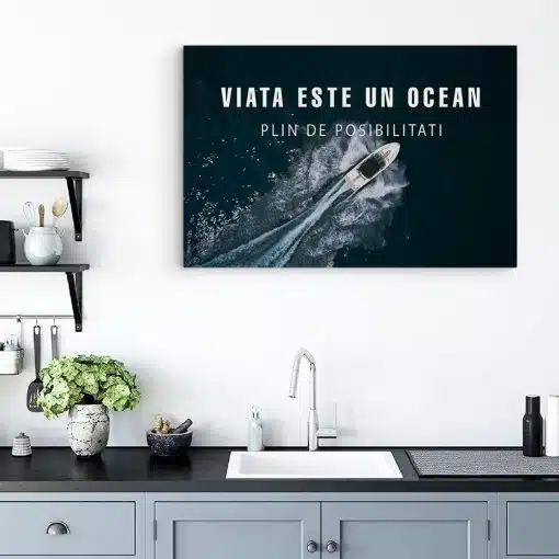 Tablou mesaj motivational despre viata albastru 1464 bucatarie - Afis Poster tablou motivational viata este un ocean pentru living casa birou bucatarie livrare in 24 ore la cel mai bun pret.