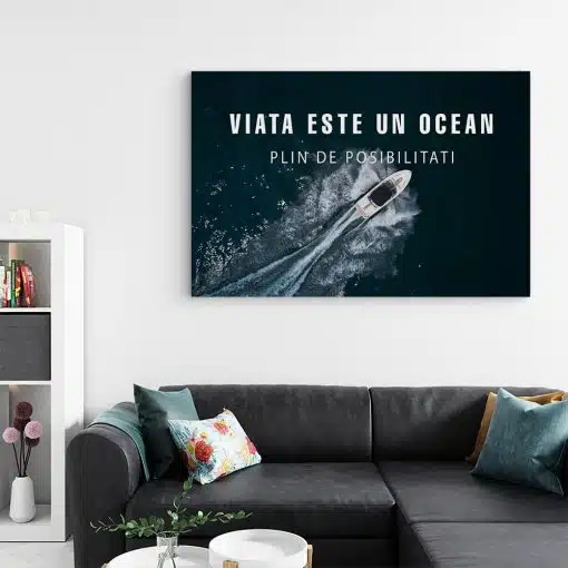 Tablou mesaj motivational despre viata albastru 1464 living - Afis Poster tablou motivational viata este un ocean pentru living casa birou bucatarie livrare in 24 ore la cel mai bun pret.