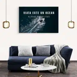 Tablou mesaj motivational despre viata albastru 1464 living modern 2 - Afis Poster tablou motivational viata este un ocean pentru living casa birou bucatarie livrare in 24 ore la cel mai bun pret.