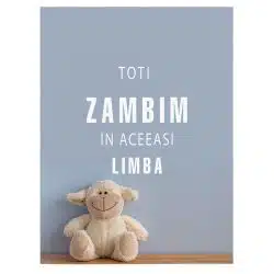 Tablou mesaj motivational despre zambet albastru 1498 front - Afis Poster Tablou toti zambim in aceeasi limba pentru living casa birou bucatarie livrare in 24 ore la cel mai bun pret.