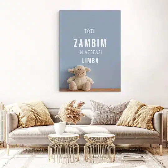 Tablou mesaj motivational despre zambet albastru 1498 living 1 - Afis Poster Tablou toti zambim in aceeasi limba pentru living casa birou bucatarie livrare in 24 ore la cel mai bun pret.