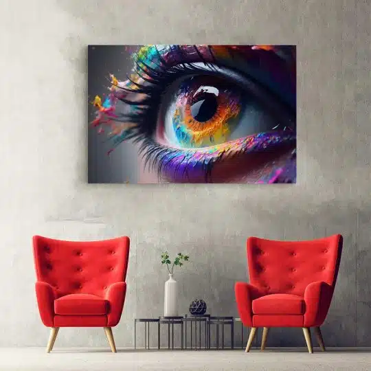 Tablou ochi cu iris colorat curcubeu detaliu multicolor 1652 hol - Afis Poster Tablou ochi cu iris colorat curcubeu detaliu multicolor pentru living casa birou bucatarie livrare in 24 ore la cel mai bun pret.