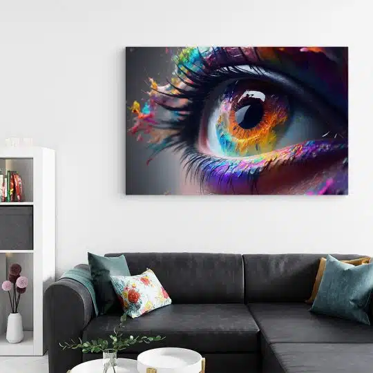 Tablou ochi cu iris colorat curcubeu detaliu multicolor 1652 living - Afis Poster Tablou ochi cu iris colorat curcubeu detaliu multicolor pentru living casa birou bucatarie livrare in 24 ore la cel mai bun pret.