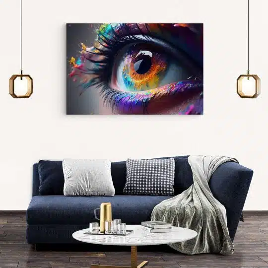 Tablou ochi cu iris colorat curcubeu detaliu multicolor 1652 living modern 2 - Afis Poster Tablou ochi cu iris colorat curcubeu detaliu multicolor pentru living casa birou bucatarie livrare in 24 ore la cel mai bun pret.