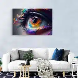 Tablou ochi cu iris colorat curcubeu detaliu multicolor 1652 living modern - Afis Poster Tablou ochi cu iris colorat curcubeu detaliu multicolor pentru living casa birou bucatarie livrare in 24 ore la cel mai bun pret.