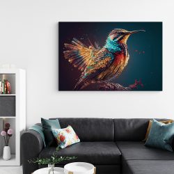 Tablou pasare colibri albastru galben rosu 1625 living - Afis Poster Tablou pasare colibri pentru living casa birou bucatarie livrare in 24 ore la cel mai bun pret.