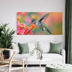 Tablou pasare colibri in zbor langa floare 5202 living modern