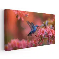 Tablou pasare colibri in zbor printre flori 5207