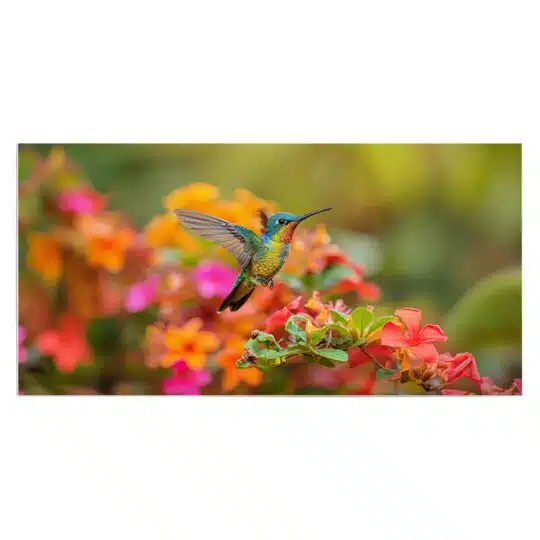 Tablou pasare colibri in zbor printre flori 5210 front