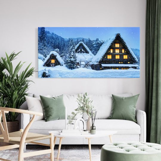 Tablou peisaj cabane iarna 3036 tablou living modern