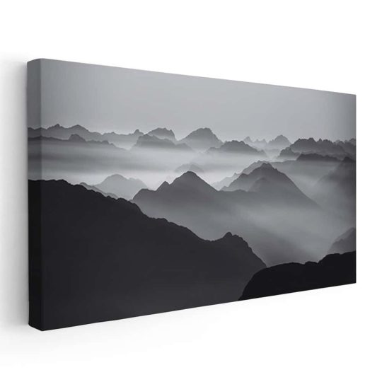 Tablou peisaj munte in ceata alb negru 1823 - Afis Poster Tablou peisaj munte in ceata alb negru pentru living casa birou bucatarie livrare in 24 ore la cel mai bun pret.