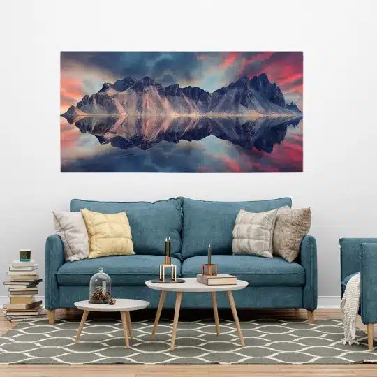 Tablou peisaj muntele Vestrahorn apus Islanda rosu 1802 tablou camera hotel - Afis Poster Tablou peisaj muntele Vestrahorn apus Islanda rosu pentru living casa birou bucatarie livrare in 24 ore la cel mai bun pret.