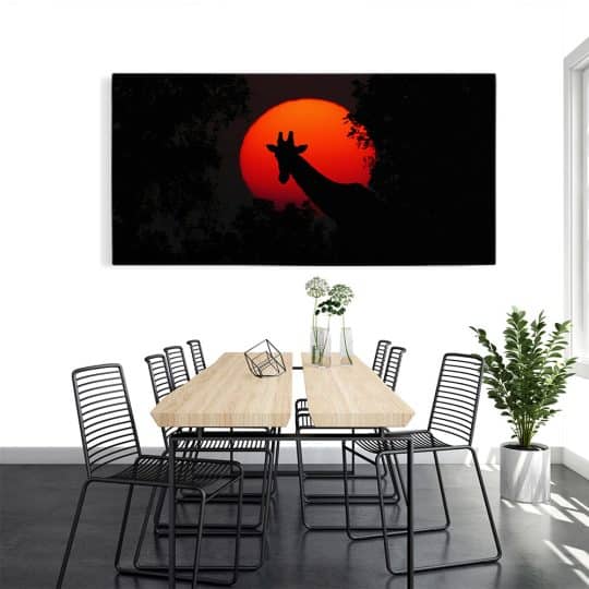 Tablou peisaj silueta girafa la apus 3208 tablou modern bucatarie