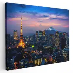 Tablou peisaj urban nocturn cu turnul Tokyo Japonia 4391