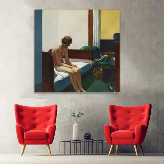 Tablou pictura Camera de Hotel de Edward Hopper galben 1557 hol - Afis Poster Tablou pictura Camera de Hotel de Edward Hopper pentru living casa birou bucatarie livrare in 24 ore la cel mai bun pret.