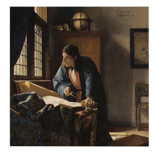 Tablou pictura Geograful de Johannes Vermeer 2042 frontal - Afis Poster Tablou pictura Geograful de Johannes Vermeer pentru living casa birou bucatarie livrare in 24 ore la cel mai bun pret.