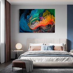 Tablou pictura abstracta valuri de culoare multicolor 1440 dormitor - Afis Poster tablou pictura abstracta valuri pentru living casa birou bucatarie livrare in 24 ore la cel mai bun pret.