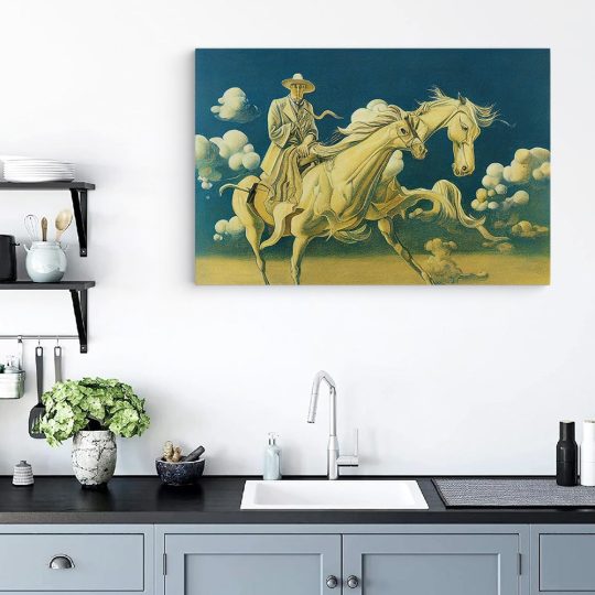 Tablou pictura cavaler pe un cal cu doua capete stil suprarealist galben 1438 bucatarie - Afis Poster pictura cavaler pe un cal cu doua capete stil suprarealist galben pentru living casa birou bucatarie livrare in 24 ore la cel mai bun pret.