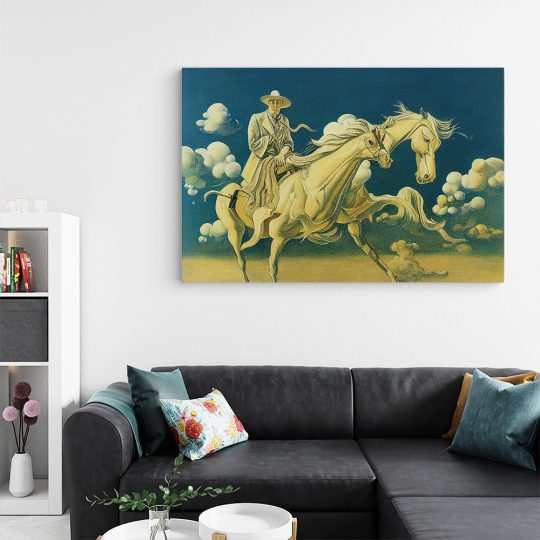 Tablou pictura cavaler pe un cal cu doua capete stil suprarealist galben 1438 living - Afis Poster pictura cavaler pe un cal cu doua capete stil suprarealist galben pentru living casa birou bucatarie livrare in 24 ore la cel mai bun pret.