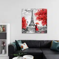 Tablou pictura cuplu indragostiti la turnul Eiffel Paris 4300 living